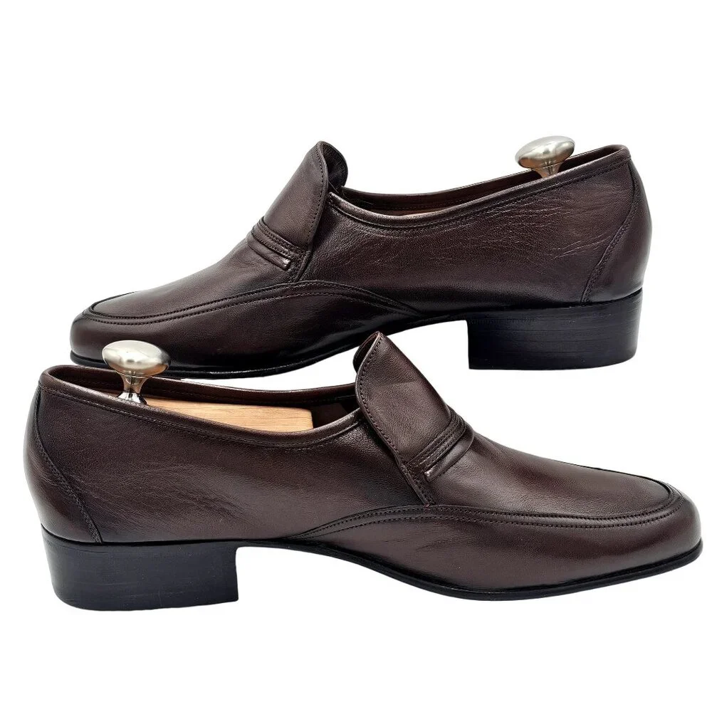 NEW Vintage Bally Men's size 6.5E Brown Calfskin Leather Dress Shoes Bit Loafers - Picture 11 of 15